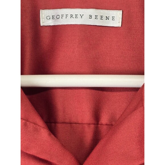 Geoffrey Beene Fitted Dress Shirt Men's Large 16 Wrinkle Free Deep Red - Picture 4 of 9